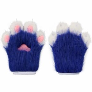 Blue Furry Paw Gloves